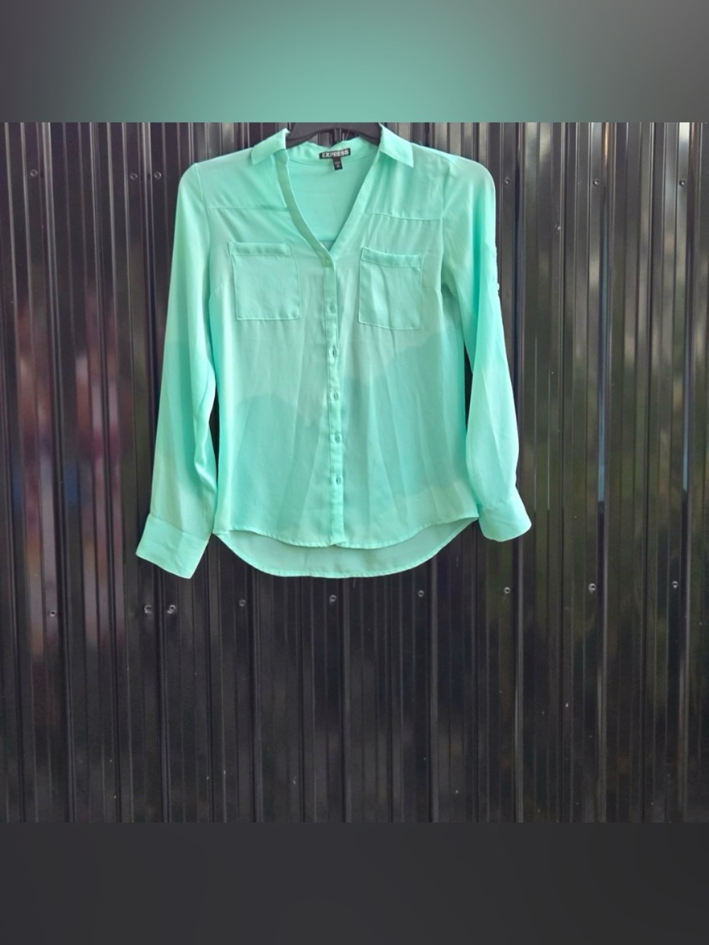 H&M Mint Green Button-Down Blouse